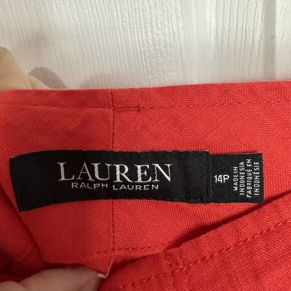 Lauren Ralph Lauren Island Hibiscus Red Straight Crop Leg Pants Size 14p 14 NWT - Picture 6 of 9